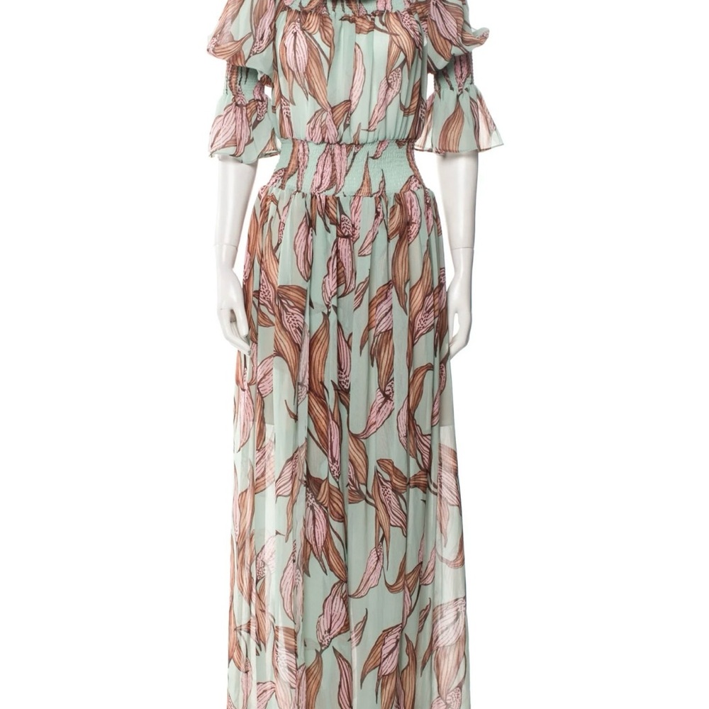 PatBO Pastel Leaf Print Maxi Dress